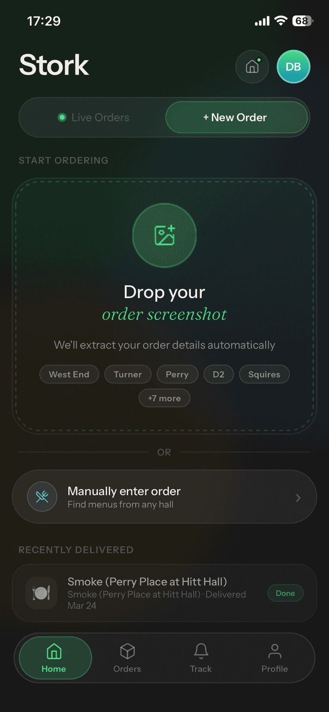 Stork app โ order screen